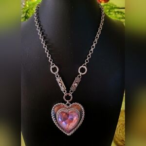 Paparazzi Silver Heart Necklace with Pink Gem
